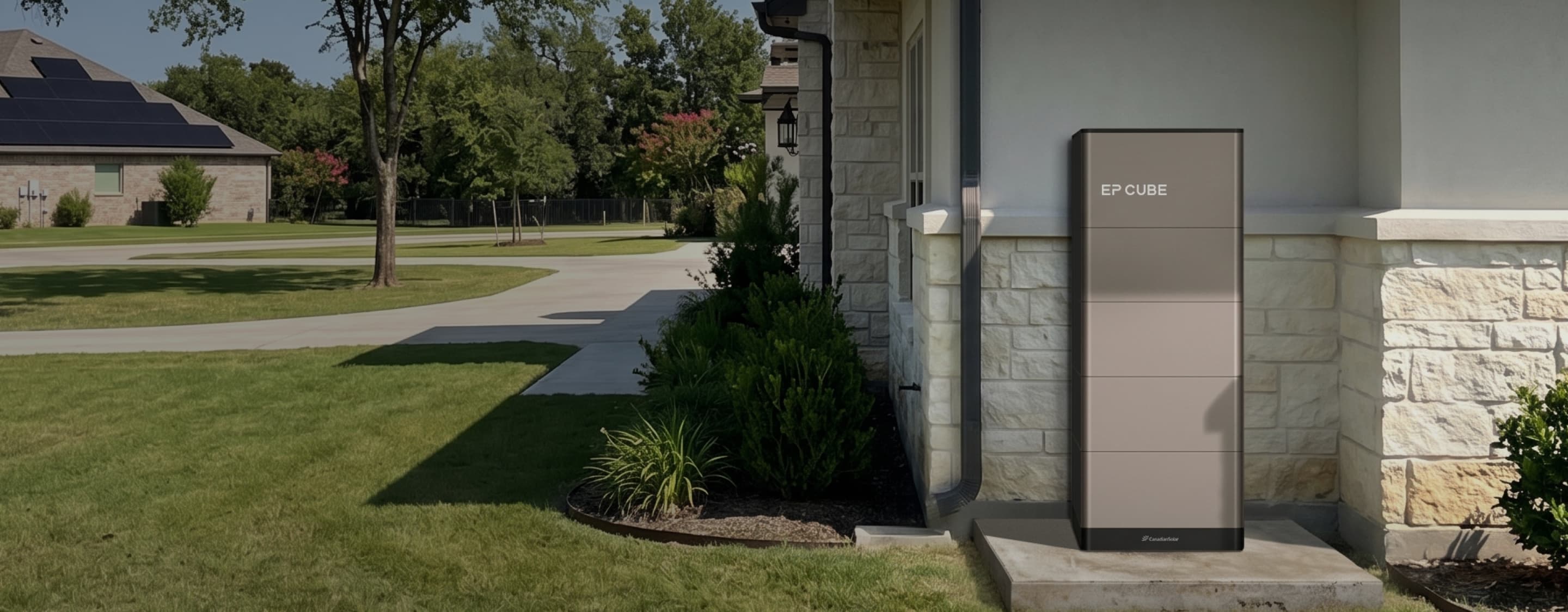 EP Cube home battery beside a solar home